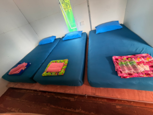 Regular lake house interior with beds