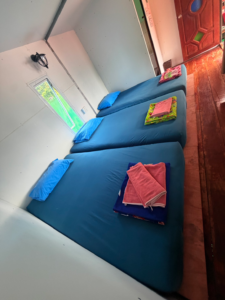 Regular lake house beds beside the lake
